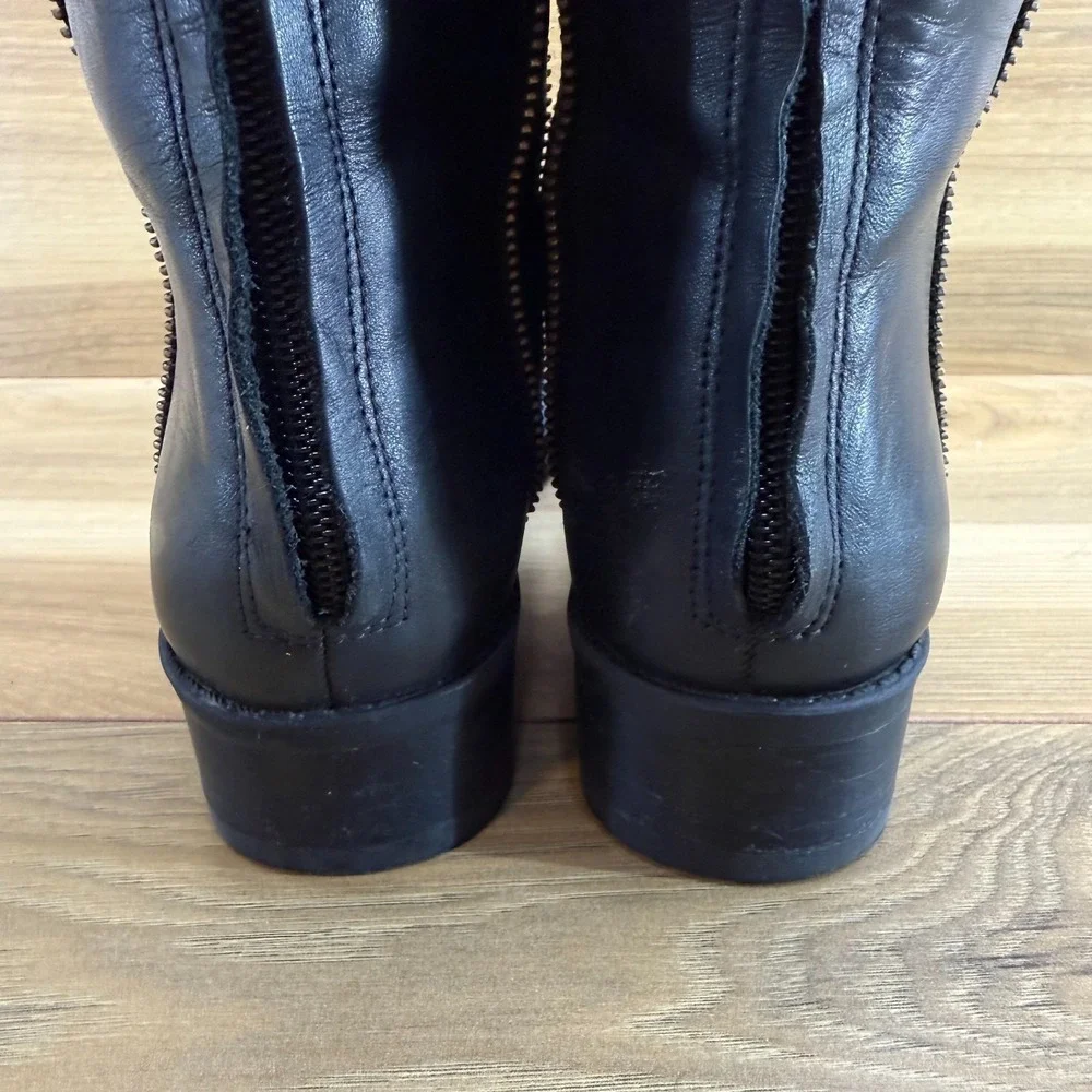 Karl Lagerfeld Mimi Tall‎ Boots Womens 6 M Black Leather Zipper Over The Knee